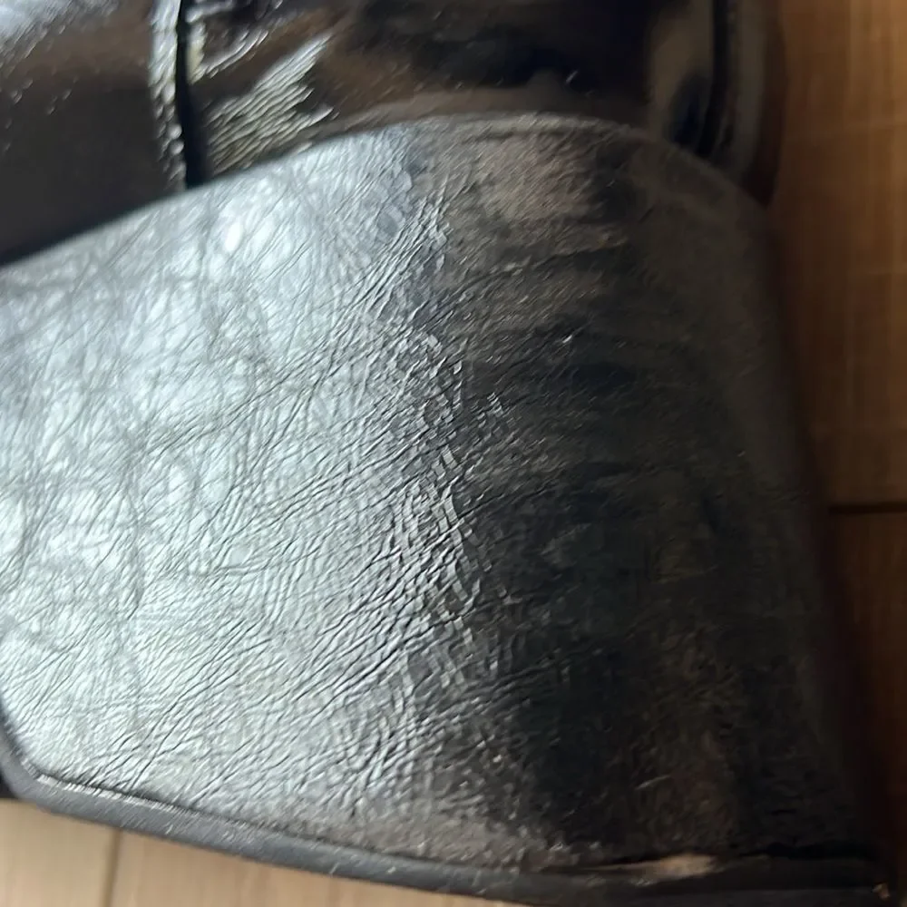 Free People Disco Days Black Leather Platform Boots US 6